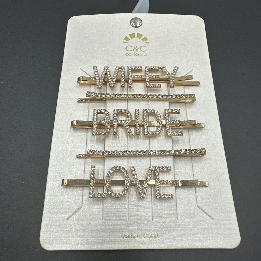 NEW 5 C&C California Hair Pins WIFEY, BRIDE,‎ LOVE, PLUS 2 Wedding